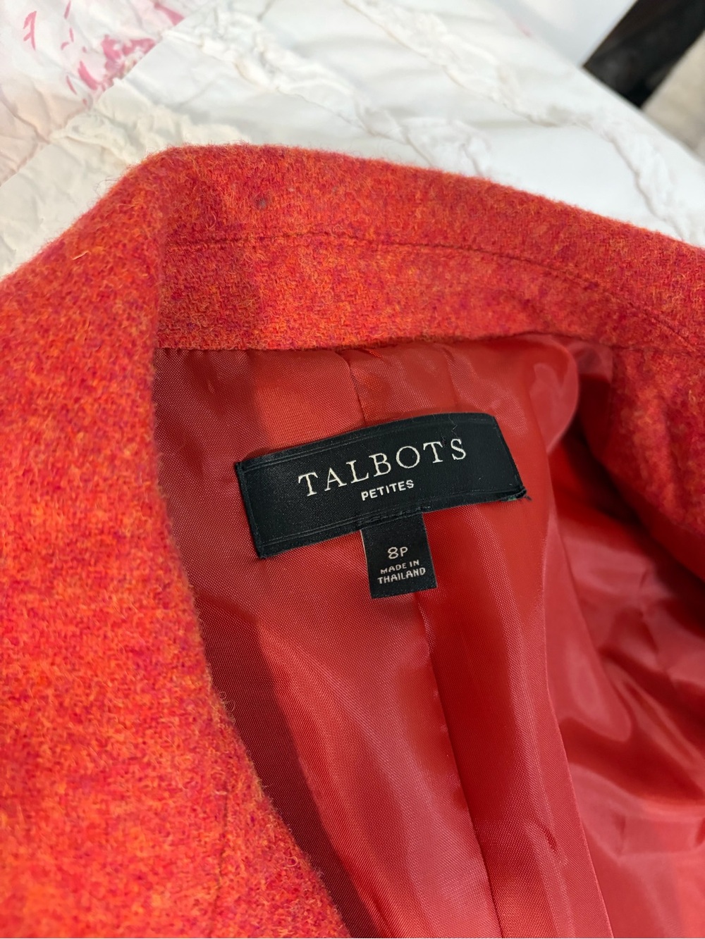 Talbots Petites 8P Rust Orange Wool Blend Blazer Academia Preppy - Picture 4 of 10